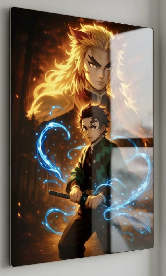 THE FLAME & WATER PANEL — ANIME UNIVERSE WALL ART A4.