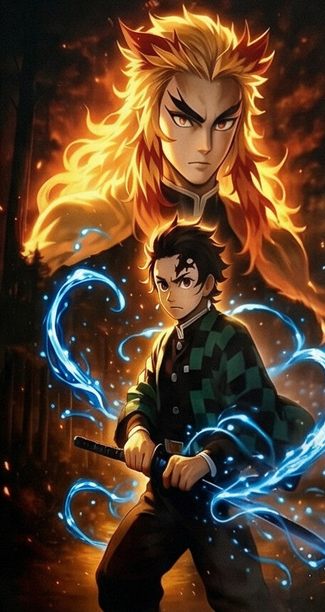 THE FLAME & WATER PANEL — ANIME UNIVERSE WALL ART A4.