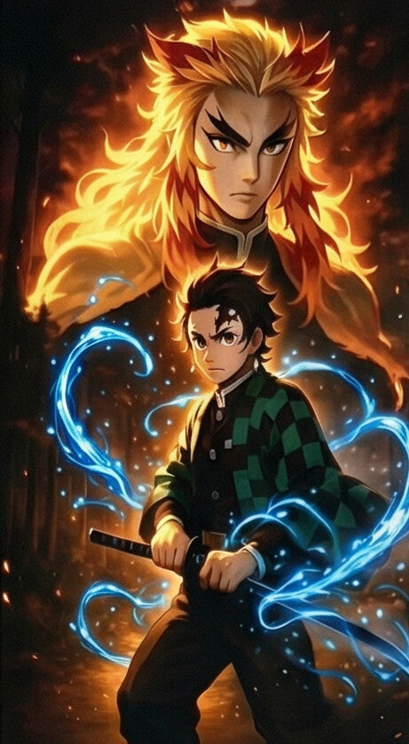 THE FLAME & WATER PANEL — ANIME UNIVERSE WALL ART A4.